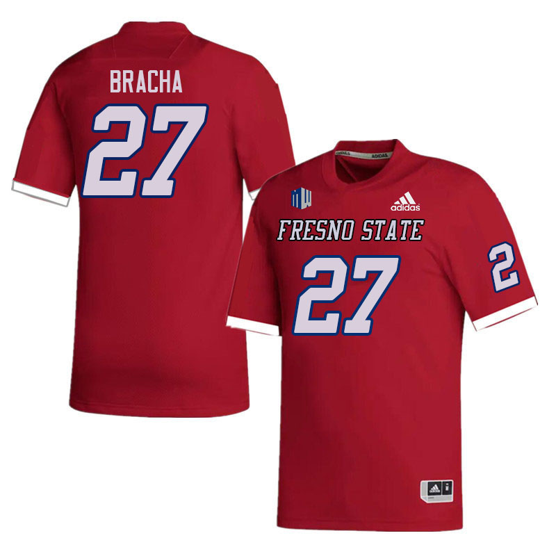 Men #27 Camryn Bracha Fresno State Bulldogs College Football Jerseys Stitched Sale-Red